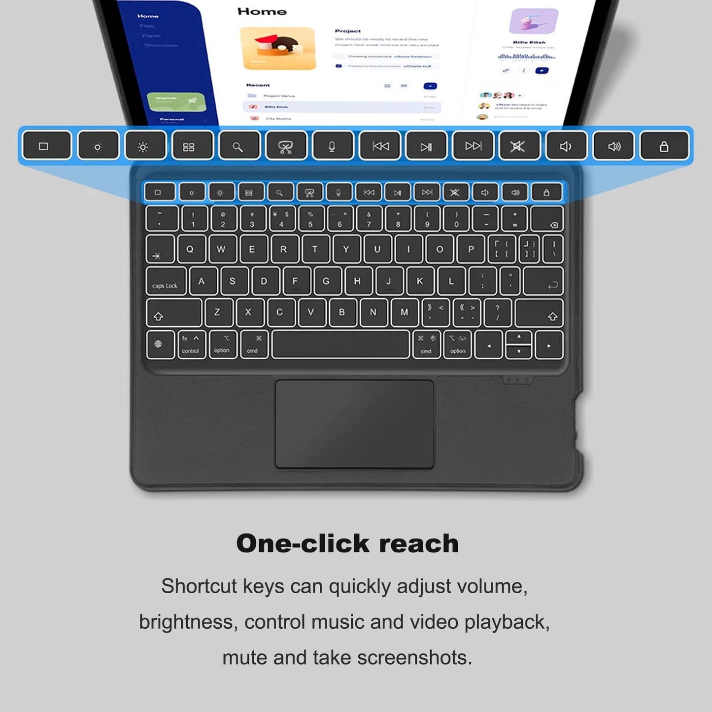 Magnetic Touchpad Detachable Keyboard Case, Auto Wake and Sleep Technology Durable Rechargeable Smart Folio Cover With Pencil Holder, 7 backlight, Vertical Support(iPad and pencil are not included)