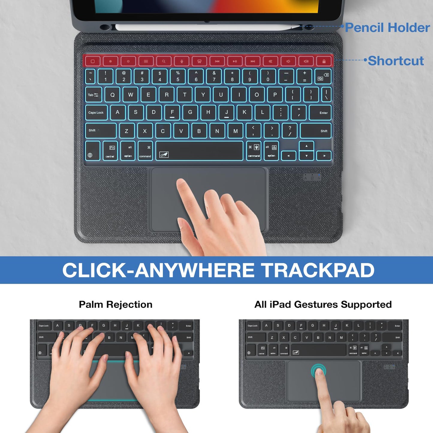 Magnetic Detachable Trackpad Keyboard Case Compatible for iPad Pro 2024 M4 , Durable Rechargeable Smart Folio Cover With Function of Protecting iPad, 7 color Backlight, Laptop-Style Keys, Smart Connector technology( iPad and apple pencil not included )