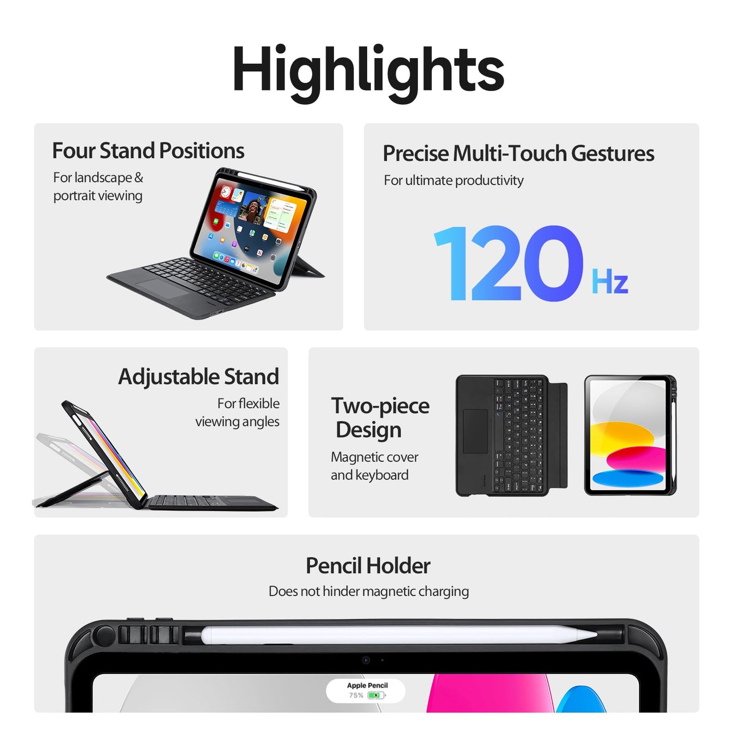 Magnetic Detachable Trackpad Keyboard Case Compatible for iPad Pro 2024 M4 , Durable Rechargeable Smart Folio Cover With Function of Protecting iPad, 7 color Backlight, Laptop-Style Keys, Smart Connector technology( iPad and apple pencil not included )