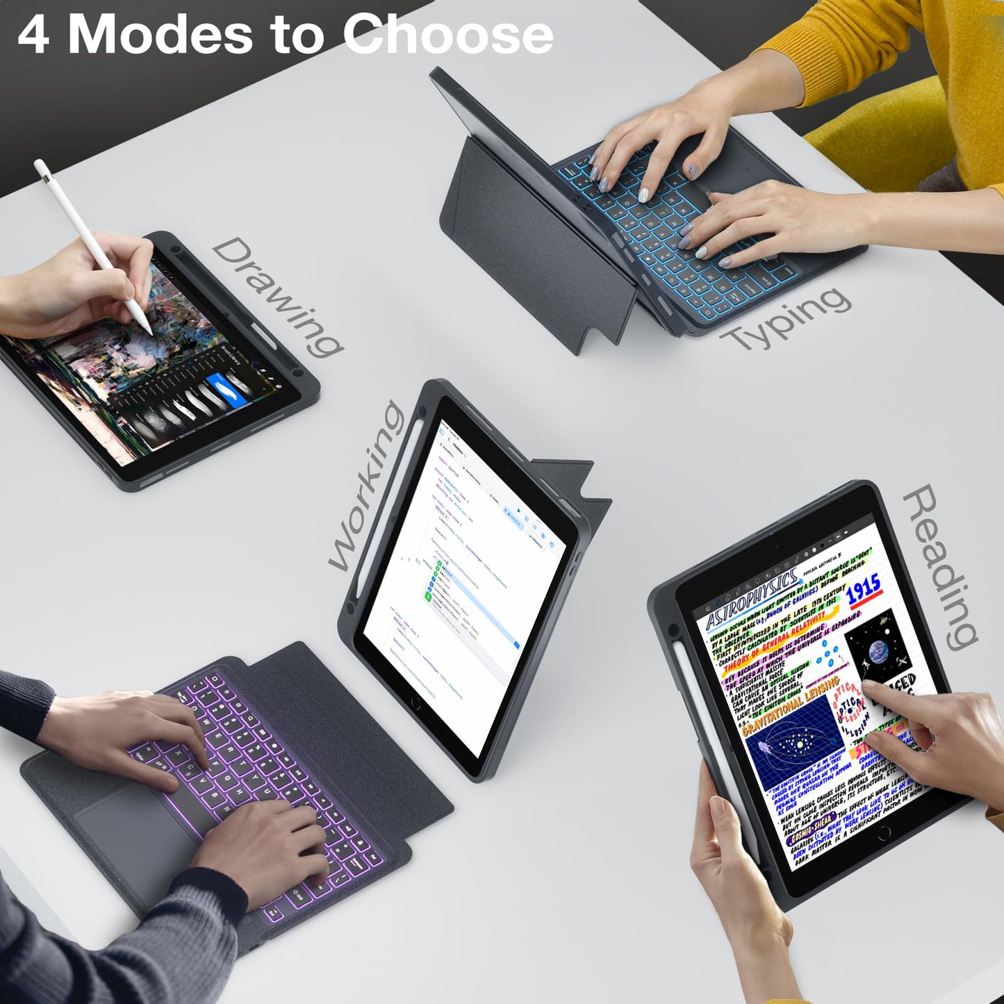 Magnetic Detachable Trackpad Keyboard Case Compatible for iPad Pro 2024 M4 , Durable Rechargeable Smart Folio Cover With Function of Protecting iPad, 7 color Backlight, Laptop-Style Keys, Smart Connector technology( iPad and apple pencil not included )