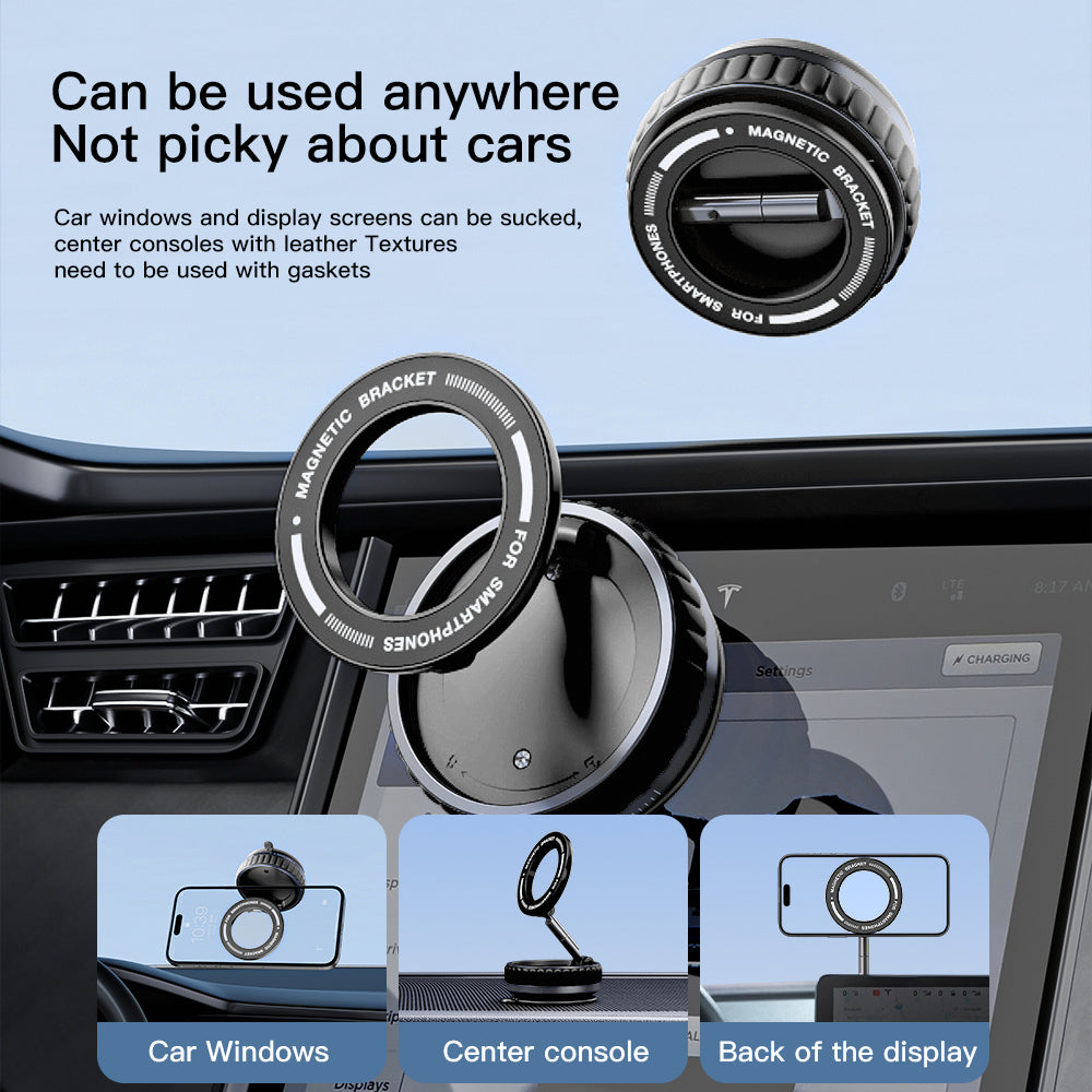 Magnetic Phone Holder, Vacuum Suction Phone Mount for Car, Adjustable and FoldableMultifunctional Cell Phone Accessories
