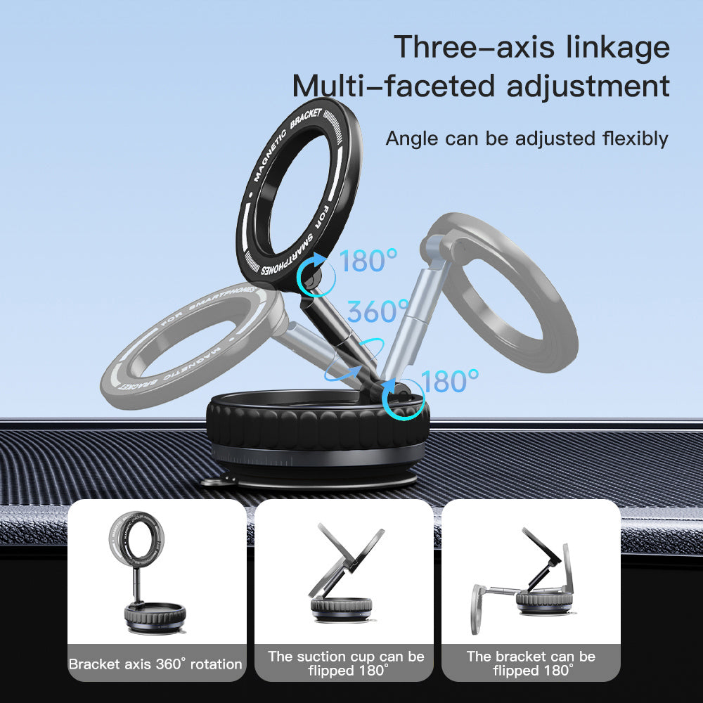 Magnetic Phone Holder, Vacuum Suction Phone Mount for Car, Adjustable and FoldableMultifunctional Cell Phone Accessories