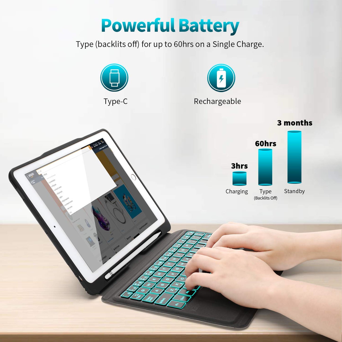Magnetic Detachable Trackpad Keyboard Case Compatible for iPad Pro 2024 M4 , Durable Rechargeable Smart Folio Cover With Function of Protecting iPad, 7 color Backlight, Laptop-Style Keys, Smart Connector technology( iPad and apple pencil not included )