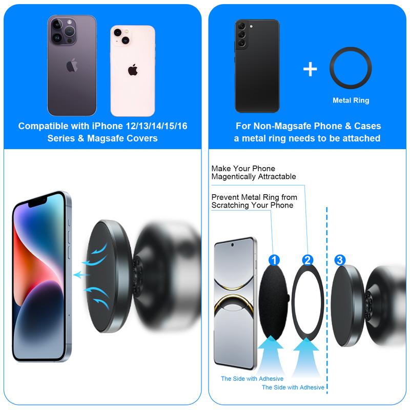 Magnetic Phone Holder, Vacuum Suction Phone Mount for Car, Adjustable and FoldableMultifunctional Cell Phone Accessories