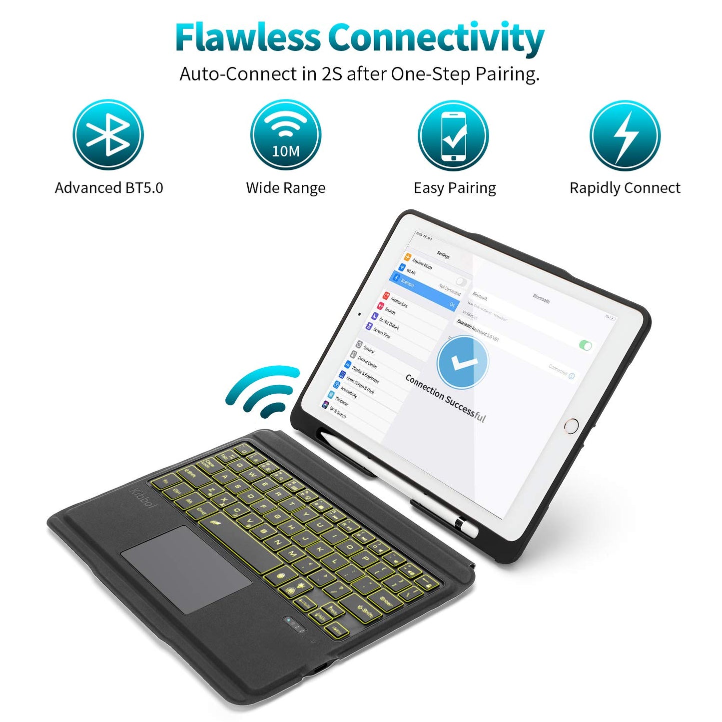 Magnetic Detachable Trackpad Keyboard Case Compatible for iPad Pro 2024 M4 , Durable Rechargeable Smart Folio Cover With Function of Protecting iPad, 7 color Backlight, Laptop-Style Keys, Smart Connector technology( iPad and apple pencil not included )