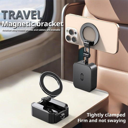 Pocket Folding Airplane Phone Holder, Strong Magnetic Travel Essentials for Flying, 720° Adjustable Cruise & Flight Essentials, Compact & Durable Travel Accessories